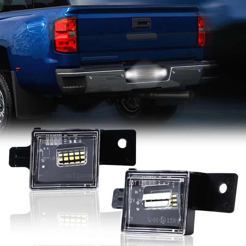 DERMOKA LED License Plate Lights For 2014-2025 Chevy Silverado GMC Sierra 1500 2500HD 3500HD Tag Lamp Assembly, 6000K White 2PCS - Image 1